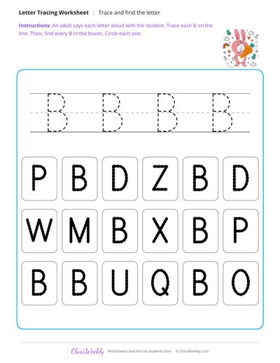 Trace and find the letter