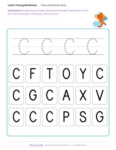Trace and find the letter