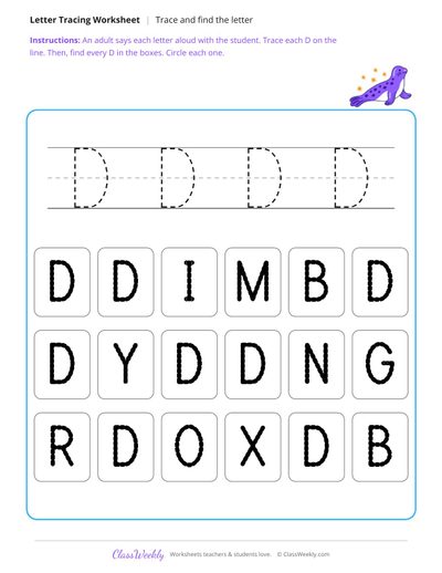 Trace and find the letter