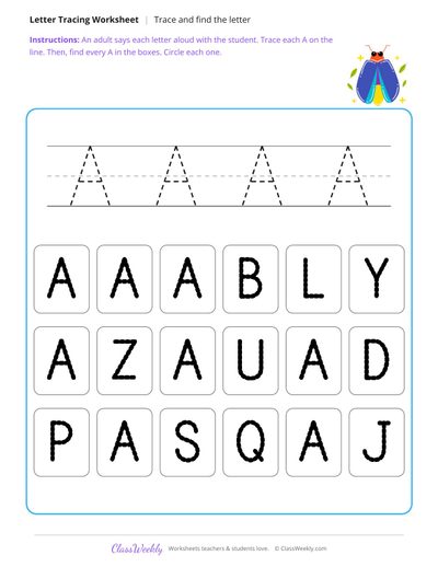 Trace and find the letter
