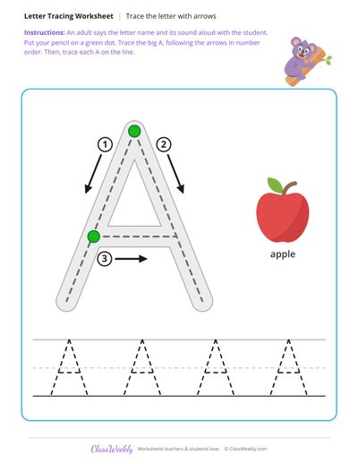 Trace the letter with arrows