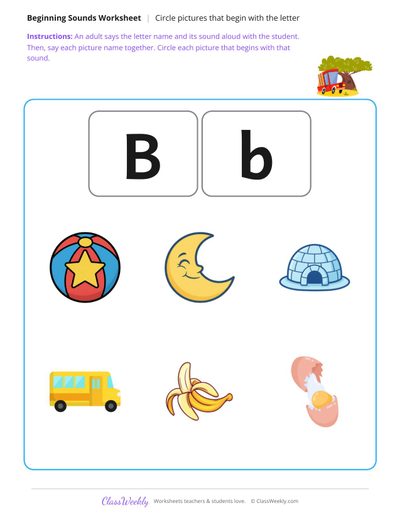 Circle pictures that begin with the letter