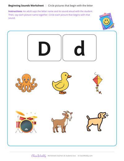 Circle pictures that begin with the letter