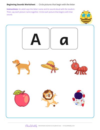 Circle pictures that begin with the letter