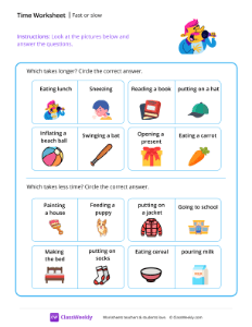 Fast or Slow - Singer - Free Kindergarten Math Worksheet | ClassWeekly