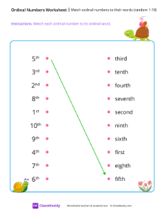 Match ordinal numbers to their words (random 1-10)