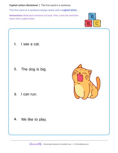 The first word in a sentence