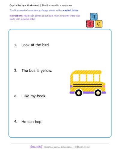 The first word in a sentence
