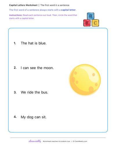 The first word in a sentence
