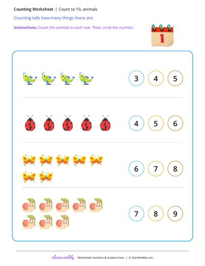 Count to 10, animals