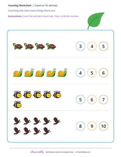 Count to 10, animals