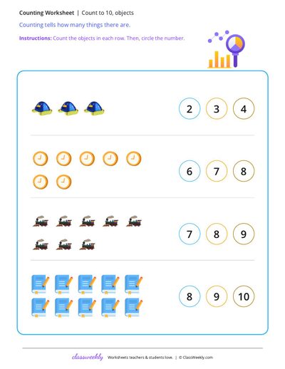 Count to 10, objects