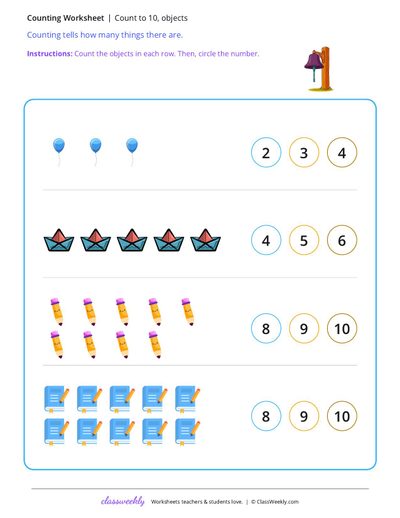 Count to 10, objects