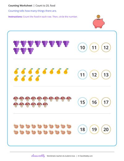Count to 20, food