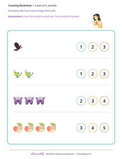 Count to 5, animals
