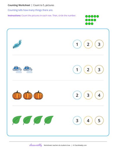 Count to 5, pictures