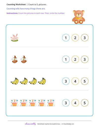 Count to 5, pictures