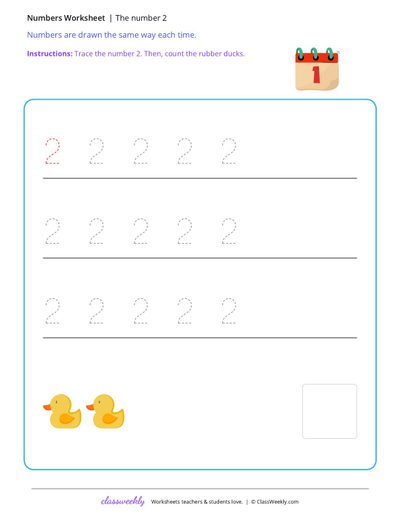 Trace the number 2