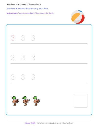 Trace the number 3