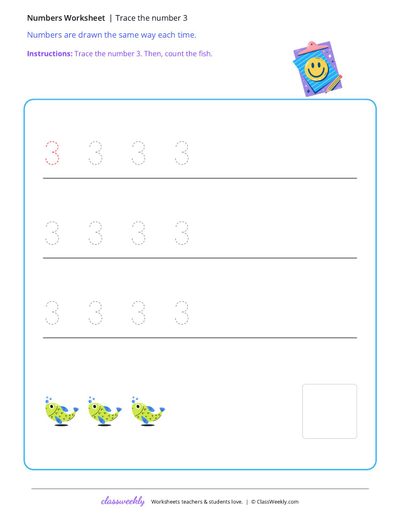 Trace the number 3