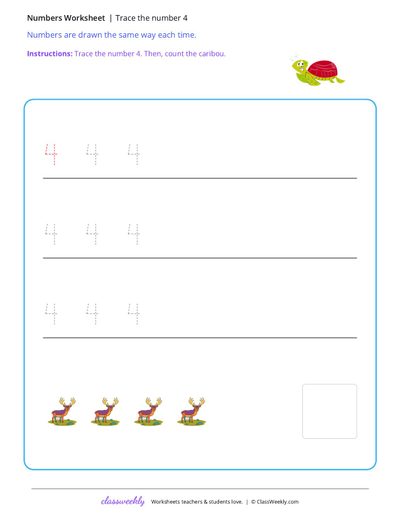 Trace the number 4