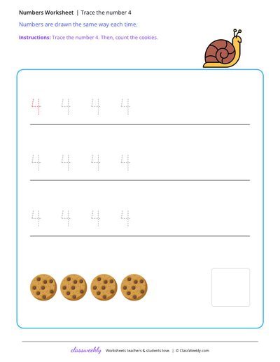 Trace the number 4