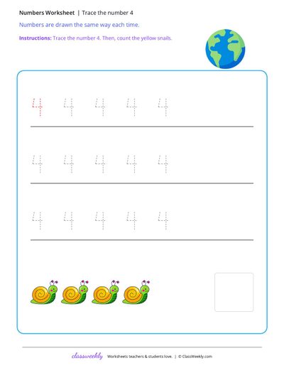 Trace the number 4
