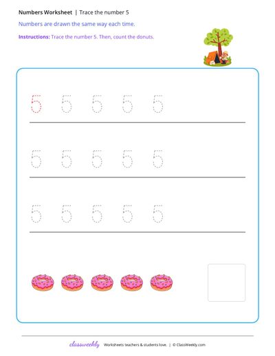 Trace the number 5