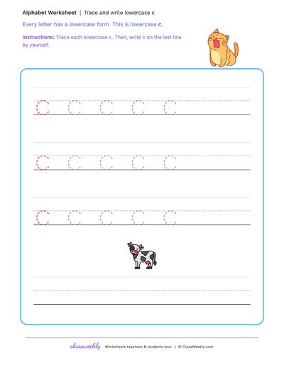 Trace and write lowercase letters