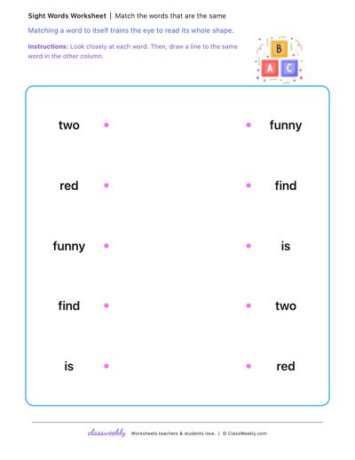 Match the words that are the same