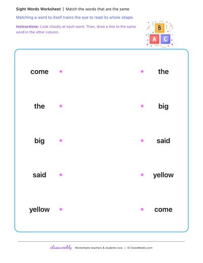 Match the words that are the same