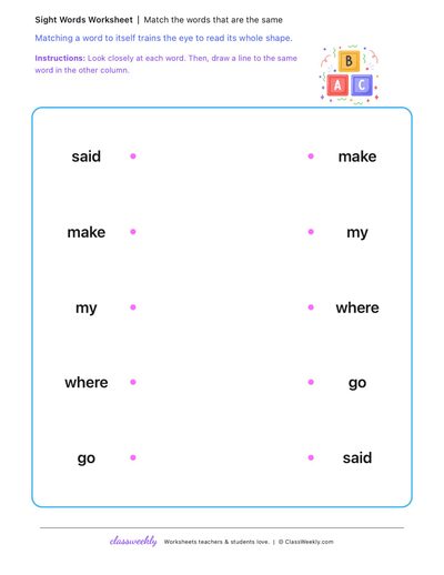 Match the words that are the same