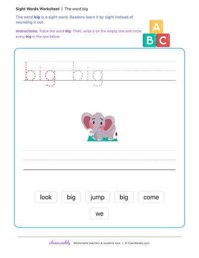 Trace the sight word