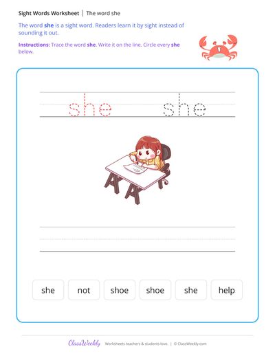 Trace the sight word