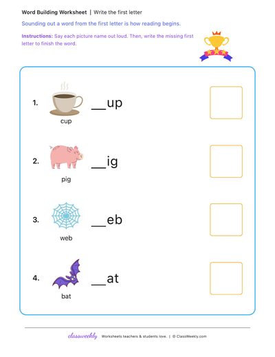 Write the first letter