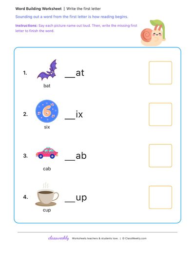 Write the first letter