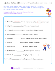 Comparative & Superlative adjectives