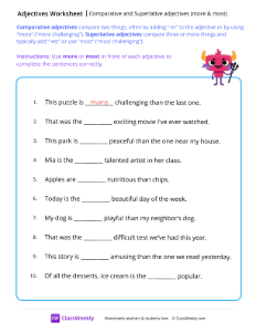 Comparative and Superlative adjectives