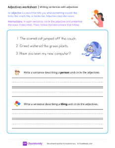 Writing sentences with adjectives