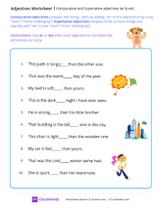 Comparative and Superlative adjectives