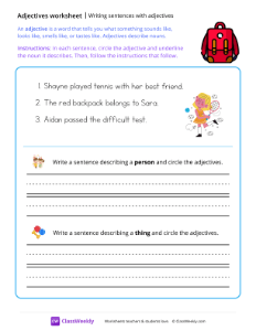 Writing sentences with adjectives