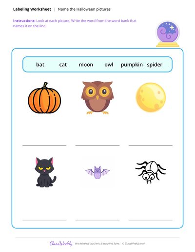 Label with a Word Bank - Halloween