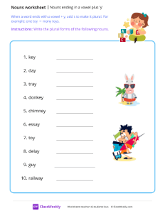 Nouns ending in a vowel plus 'y'