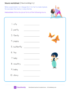 Nouns ending in 'y'
