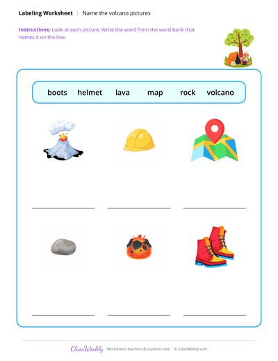 Label with a Word Bank - Volcanoes & Earthquakes