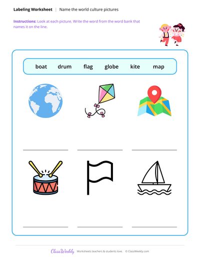 Label with a Word Bank - Diversity & World Cultures