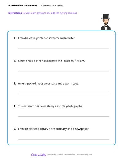 Commas in a Series - Famous Americans