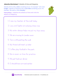 Adverbs of Time and Frequency