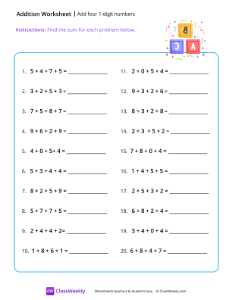 Add four 1-digit numbers
