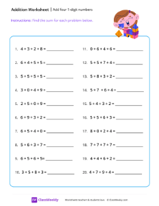 Add four 1-digit numbers